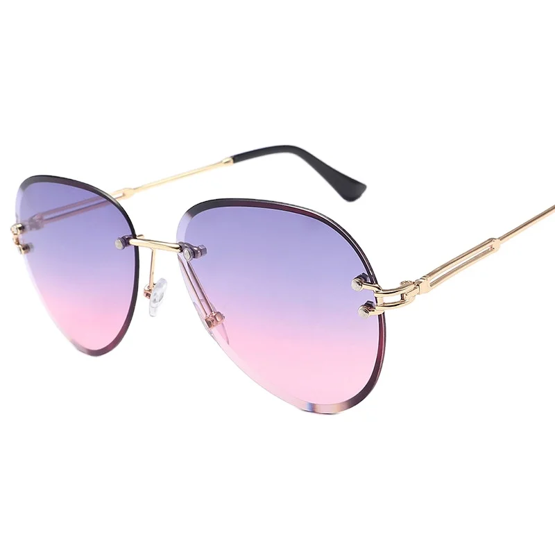 

New marine sunglasses trend glasses round frame sunglasses ladies frameless metal sunglasses, As the picture show