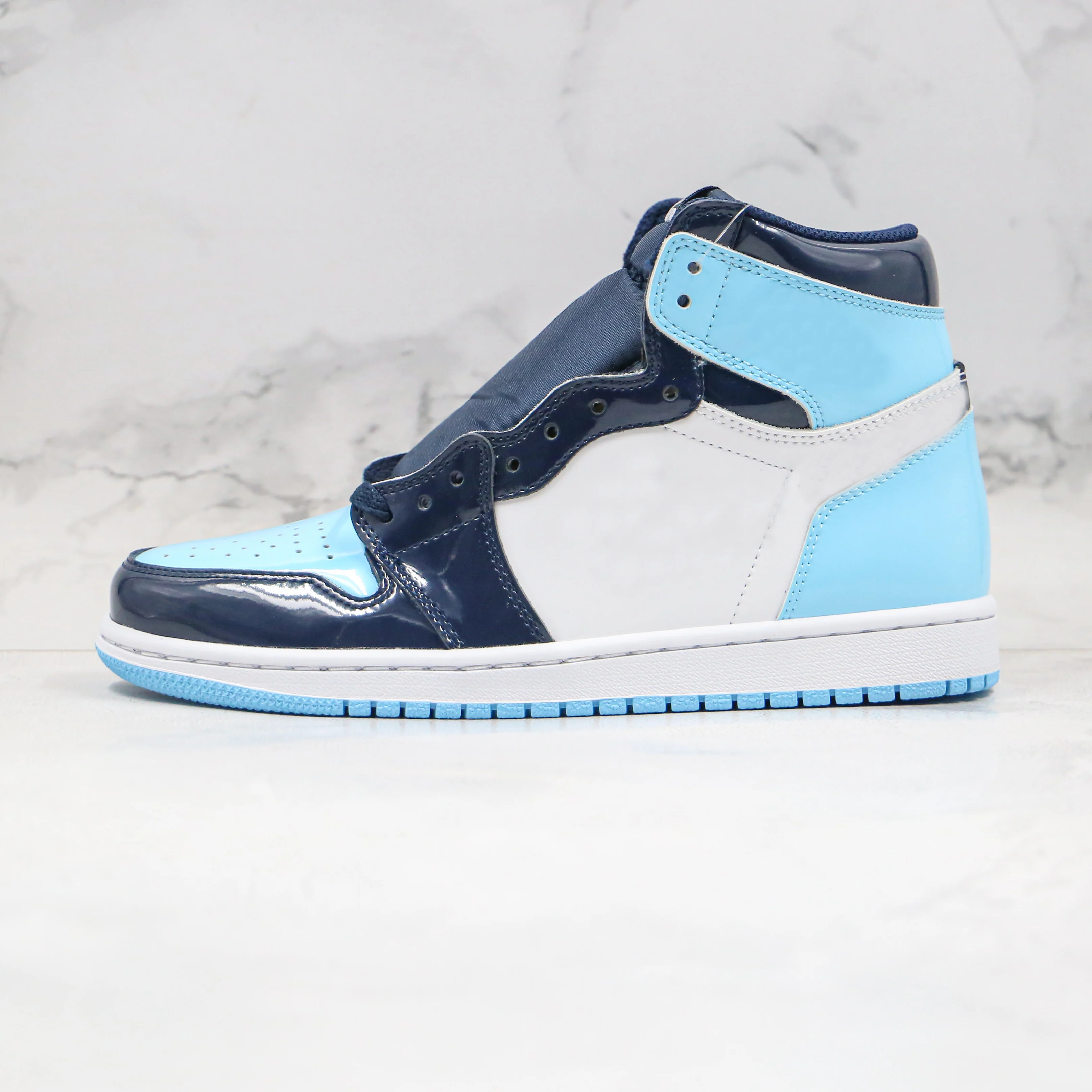 

Original Retro 1s high og reflective leather North Carolina blue basketball shoes sneakers, Black