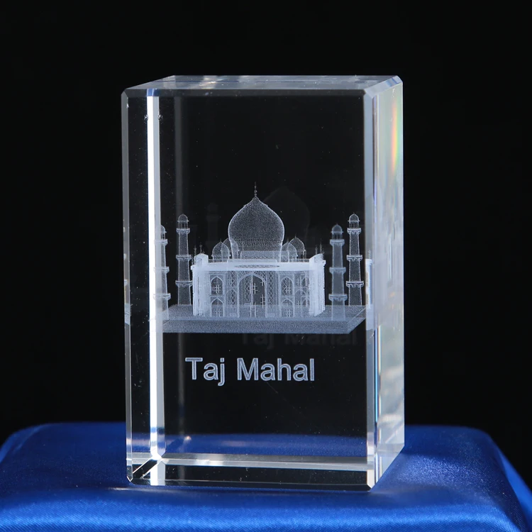 Small Bridge New Design Professional Customized Taj Mahal Crystal Gifts 3D Laser Engraving Crystal Cube With Factory Price