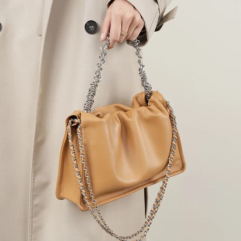 

Genuine leather casual versatile chain bag with crossbody tote bag