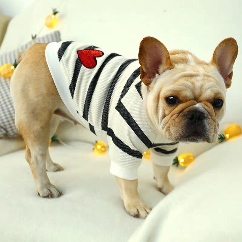 

cheap price stripe pet dog t-shirt cute heart printed dog clothes