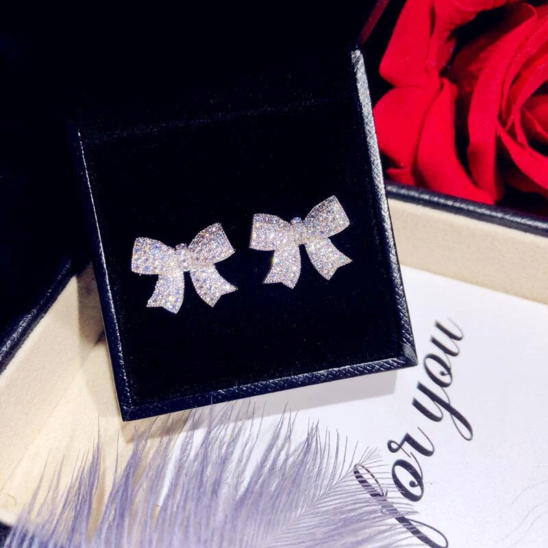 

Fashion Jewelry KYED0284 Bowknot Shape 3A Zircon Korean style Earrings for Women