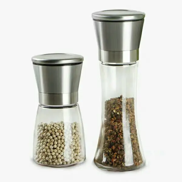 

European Quality Smooth Pepper Grinder Set, Clear