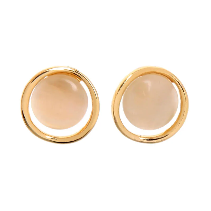 

e0407 2020 Fashion Jewelry Gold Plated Circle Round Opal Stone Chic Women Delicate Dainty Mini Stud Earrings Wholesale