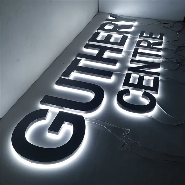 Laser Cutting 304 Stainless Steel Backlit Led Reverse Channel Letters