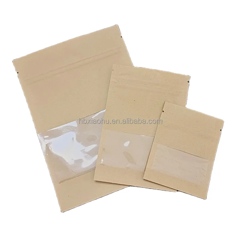 

Kraft paper bags ziplock bag paper food packaging stand up pouch with window