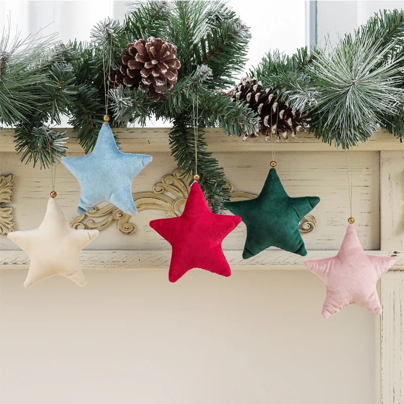 

Small Velvet Star Christmas Hanging Decoration Home Tree Decorations Christmas Star, Many