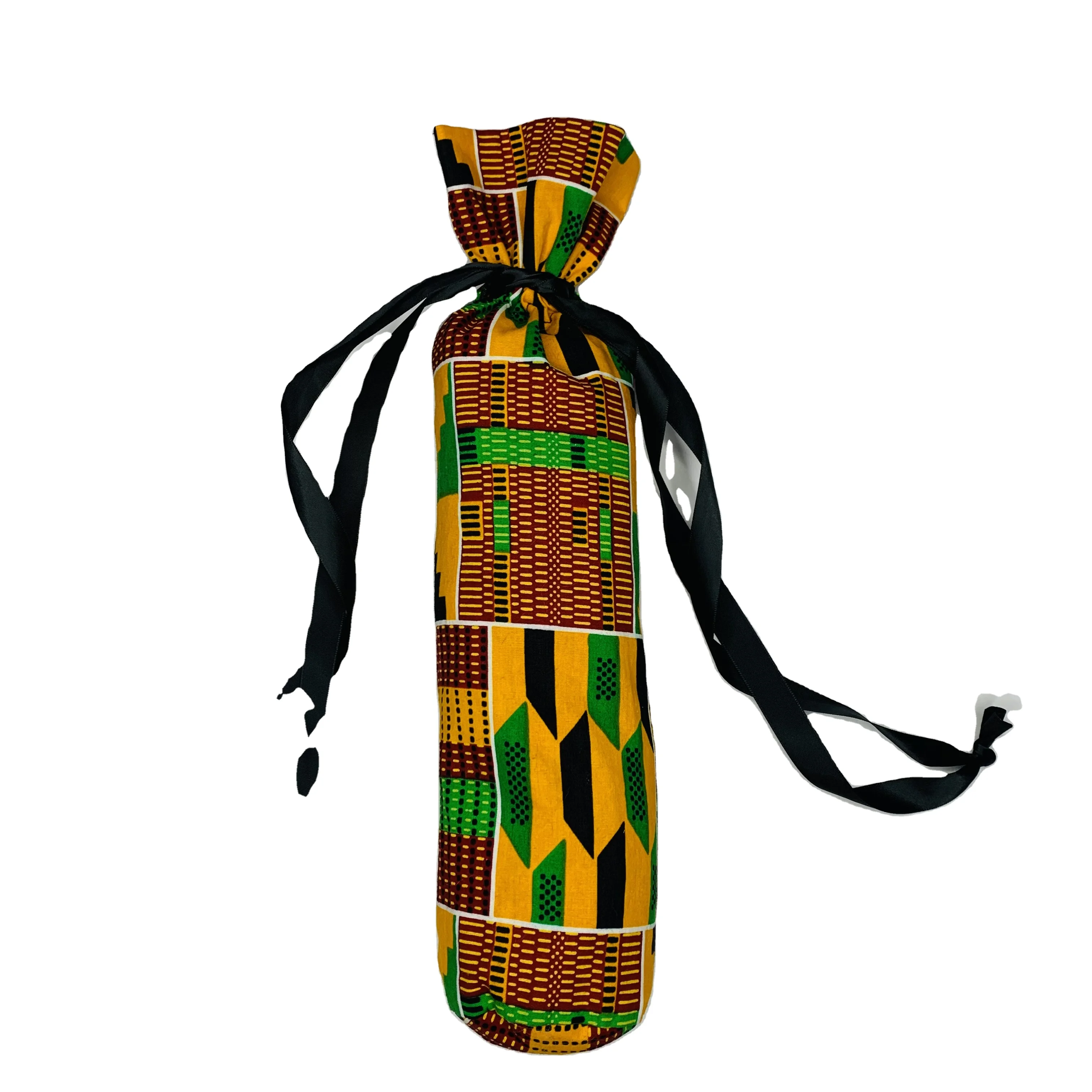 

2021 Factory Direct Sale Good Quality African Wax Fabric 5*15 Inch Gift Bag Waterproof Wine Bag, Customized