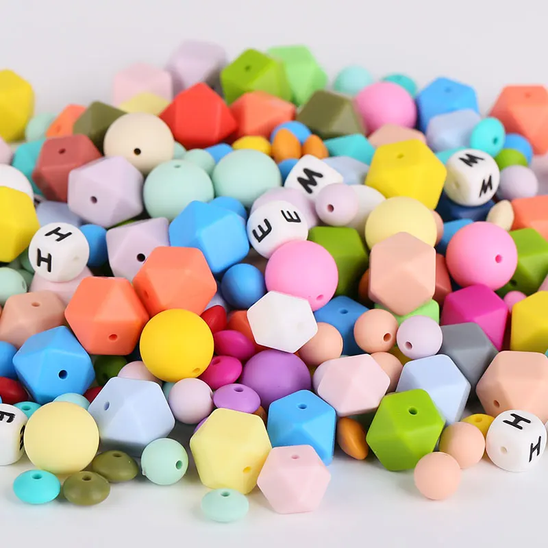 

Wholesale Wooden Silicone Round Alphabet Loose Beads, More