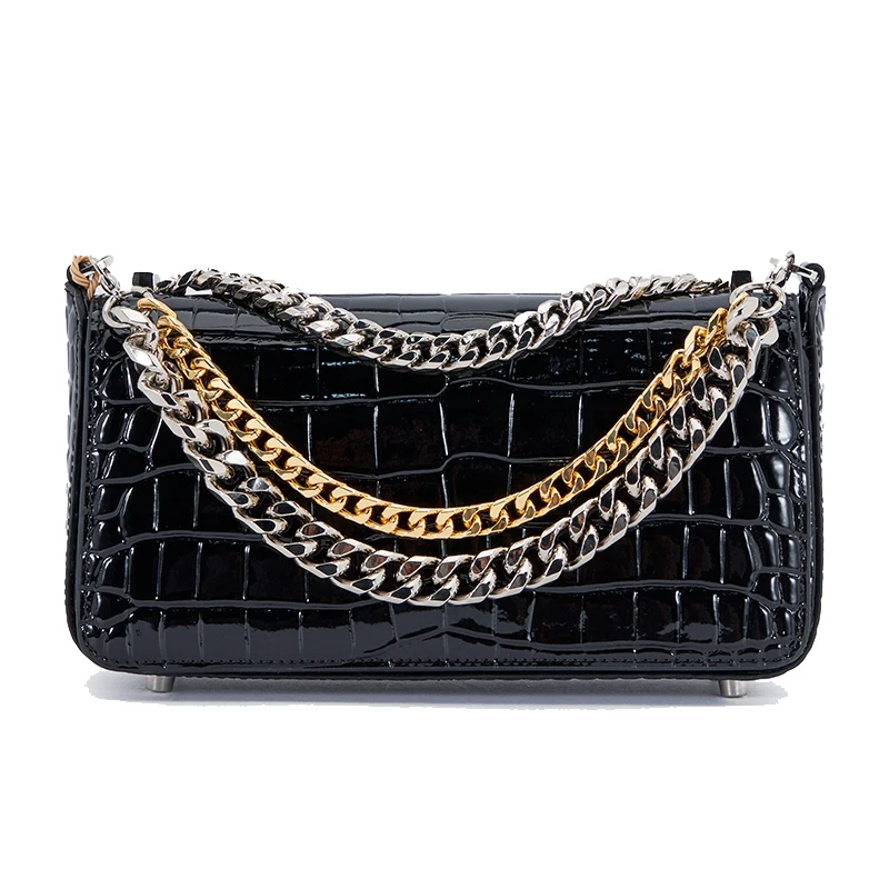 

2021 fashion chain shoulder bag women handbags high-quality first layer cowhide bags, Black