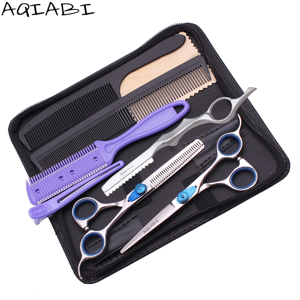 

Scissors Hair Professional Barber 6" AQIAB Japan Steel Hair Cutting Scissors Haircut Thinning Shears Hair Scissors Add Bag A1016, Shiny