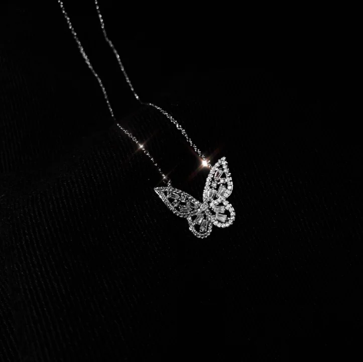 

jialin jewelry hip hop women simple real gold plated choker bling bling butterfly adjustable chain necklace