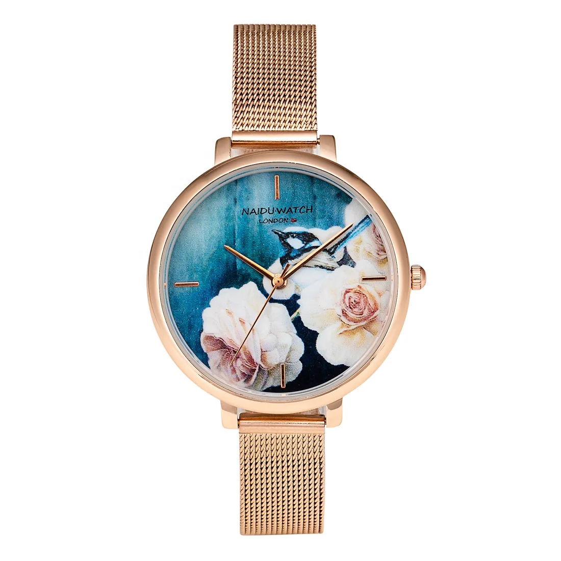 

Vintage 3D Printing Flower Lady Mesh Quartz Woman Watch Reloj De Damas Damen Uhren Bayan Kol Saati