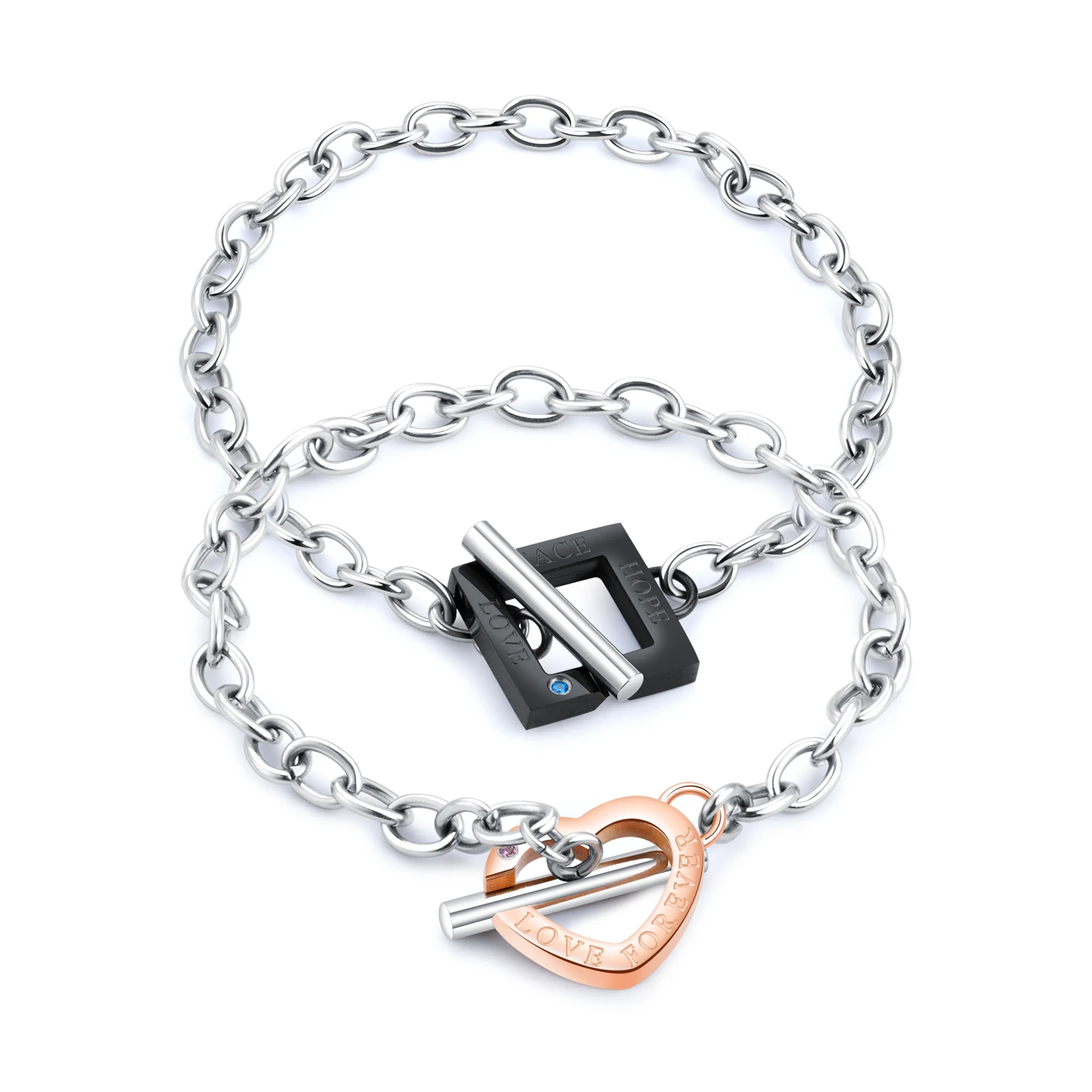 

Wholesale Romantic Hand Bangle Jewelry Distance Bracelet With Magnet For Couples, Black,rose gold,customized color