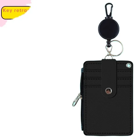 

Factory Custom Logo Office Pu Leather Id Card Holder Wallet Case With Retractable Lanyard, Customized color