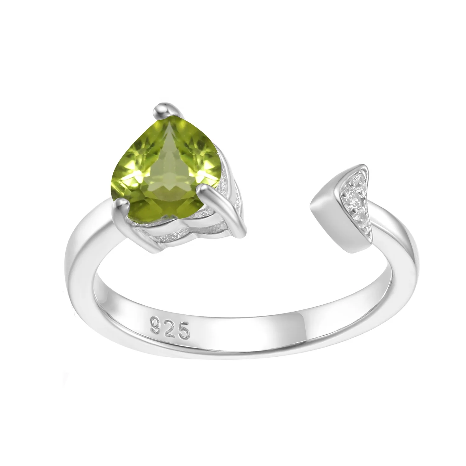 

Abiding Symbolic Jewelry Hearts Natural Peridot Gemstone 925 Sterling Silver Open Fashion Rings Engagement Statement Ring