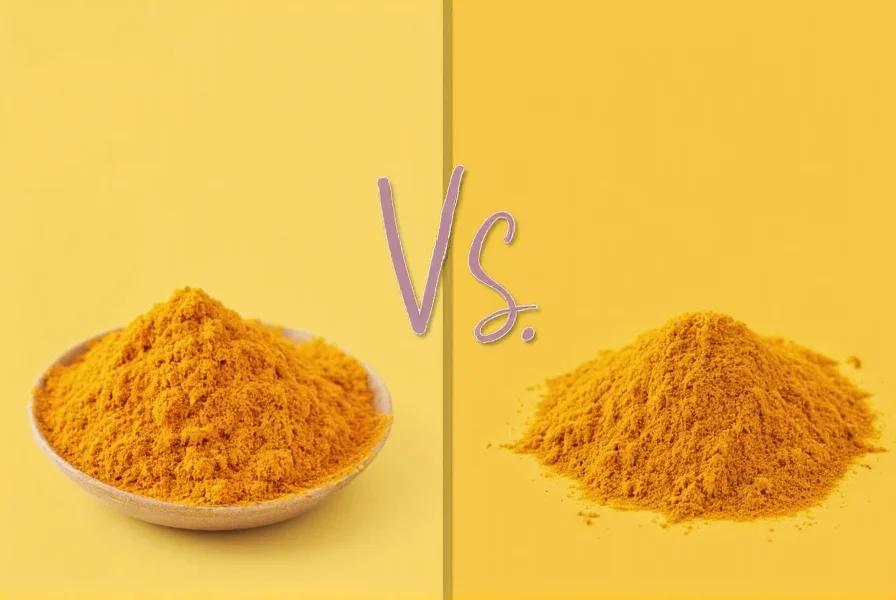Turmeric root compared to curcumin powder