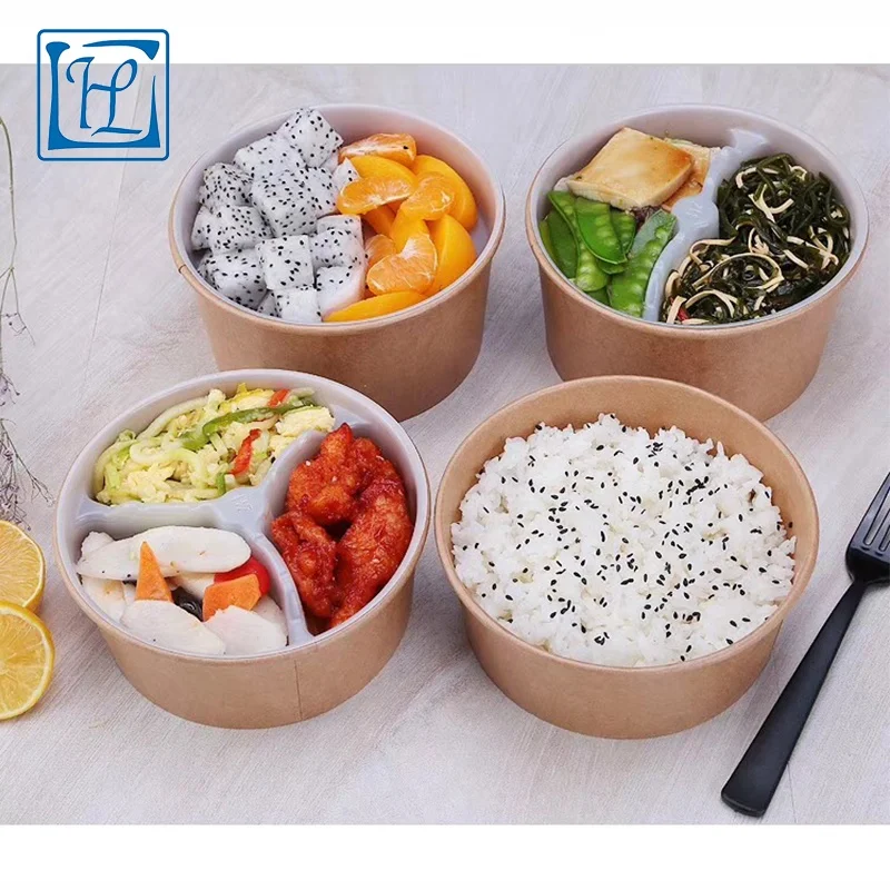 
Biodegradable Food Packaging disposable kraft paper bowl/ container for food 