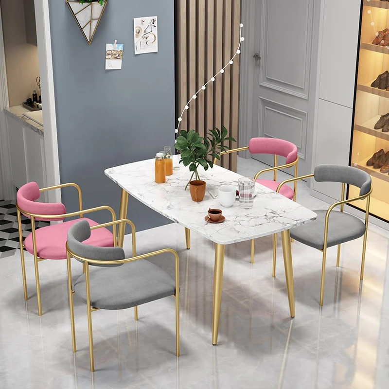 Nordic Dining Table And Chair Combination Simple Iron Restaurant Dining