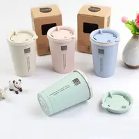 

Wholesale custom biodegradable mug wheat straw reusable coffee cup with lid