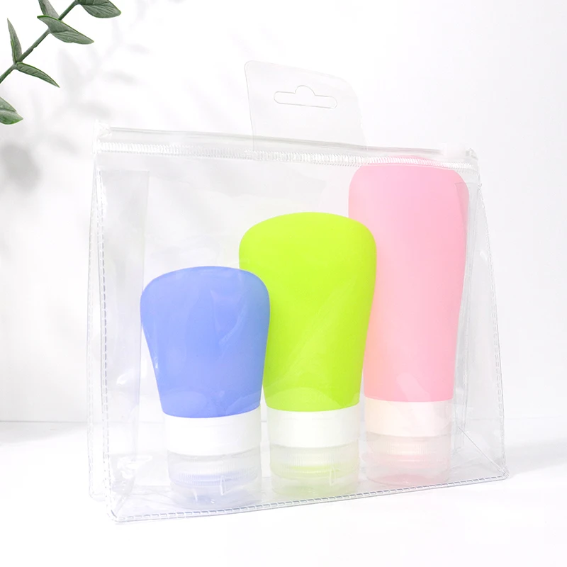 

2021 Wholesale factory price portable travel personal container set bottles carry on black and white clear 100ml bottles