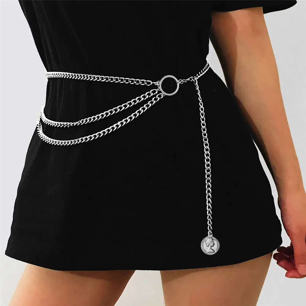 

ROMANTIC Sexy Body Jewelry Women Punk Lock Waist Chain Stainless Steel Belly Chain, Picture shows
