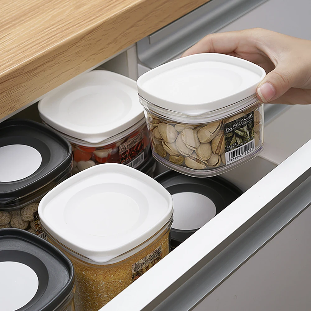 

Kitchen Food Storage Cans Airtight Plastic Storage Cans Tea Airtight Cans Grain Storage Boxes, Transparent