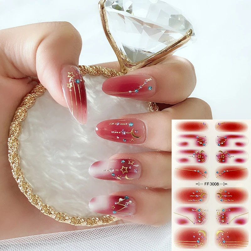 

Beautiful nail decoration easy use polish strip multi color choose easy press on nails polish sticker, Colorful