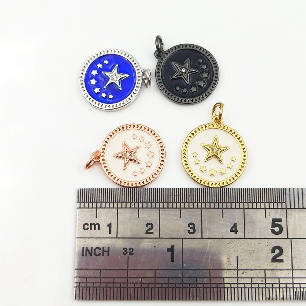 

New Arrival Design Jewelry Necklace Gold\black\Silver\Rose gold plating 8 Star Pendant white/black/blue enamel charms for Women