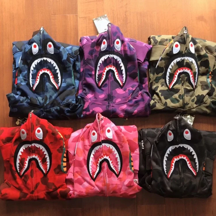 

Bape shark hoodie Camouflage Cotton Supplier Polyester Sweatshirt Custom Logo men's shark hoodies