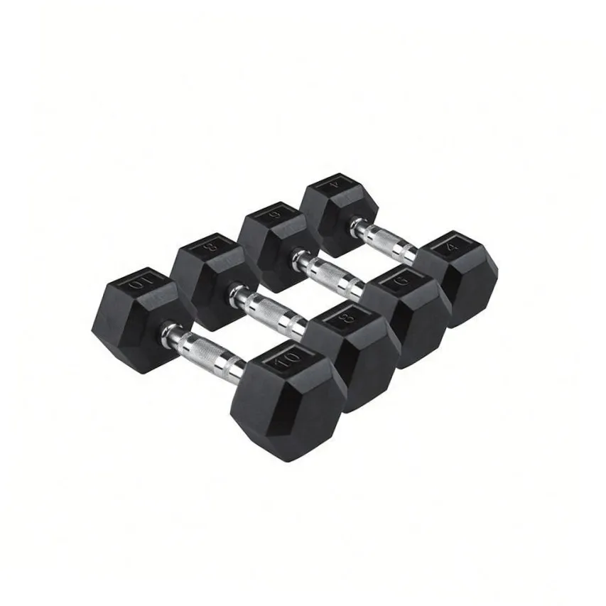 

Gym Use Rubber Hexagon Dumbbell With Ergo Handle Hex Dumbbell, Black