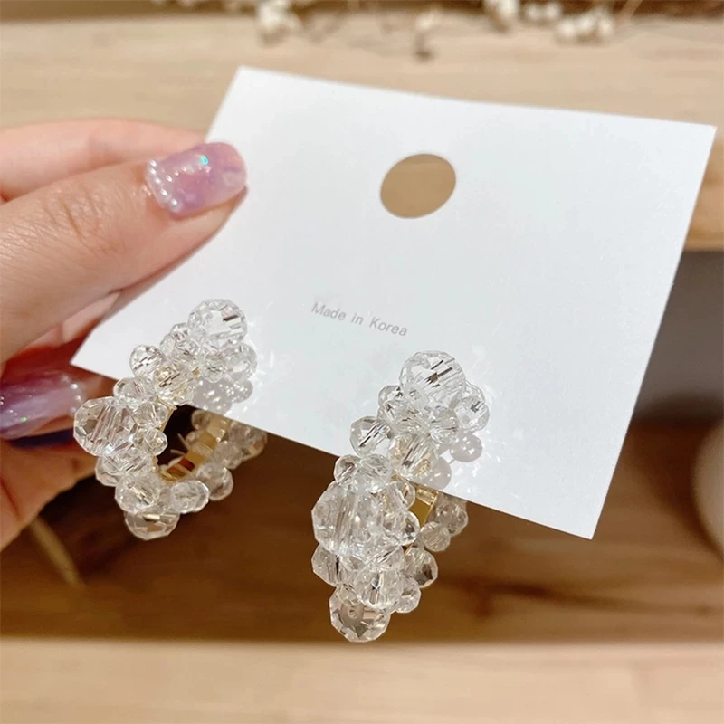 

Kaimei Statement Jewelry Circle Boucle d'oreille New Elegant Fashion Transparent Crystal C Shaped Hoop Earrings For Women, Many colors fyi