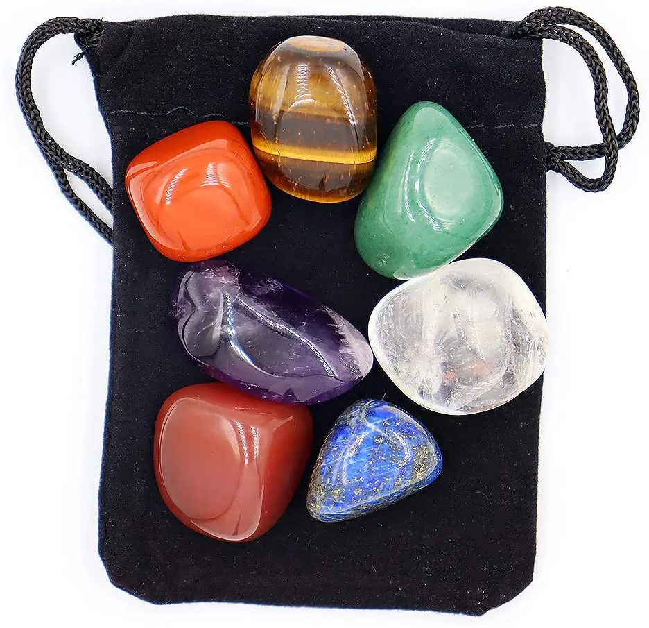 

Tailai Chakra Stones Set Crystal Collection Seven Stones Reiki Crystals for Meditation Chakra Balance or Ritual 7 Pcs Set