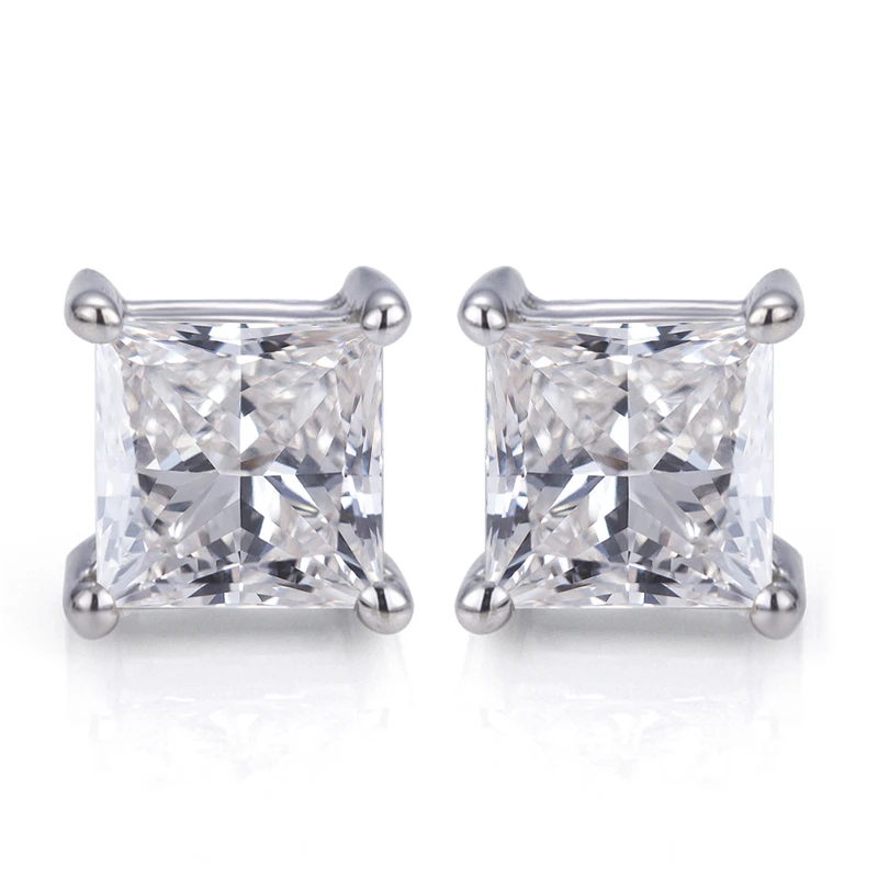 

Messi Jewelry Woman 18K White Gold 0.8ct FG VS Square Princess Cut Lab Grown Diamond Stud Earrings