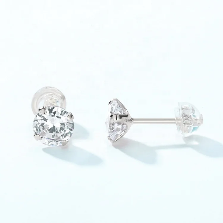 

Cheap Ear Piercing Earrings Gold Plated CZ Stud Earrings 925 Silver Jewelry