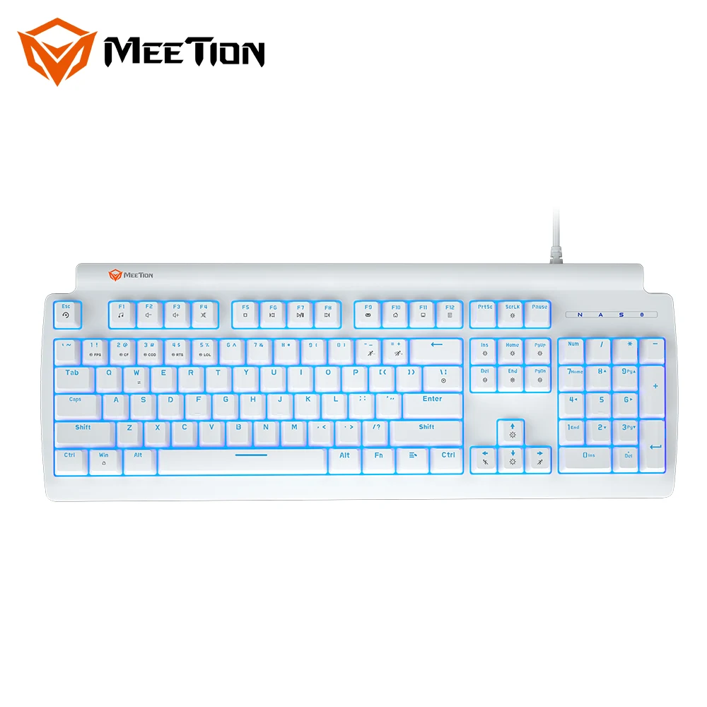 

MeeTion MK600RD 104 Key Red Switch Wired Led Waterproof Rgb Backlit Gamer PC Computer Gaming Mechanical Keyboard For Lol, Black, white