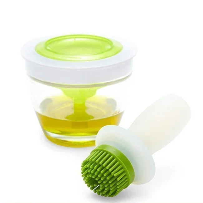 

High Temperature Resistance Silicone Oil Brush BBQ Oil Bottle with Handle Basting Brush Barbecue Silicone Oil Brush with Bottle