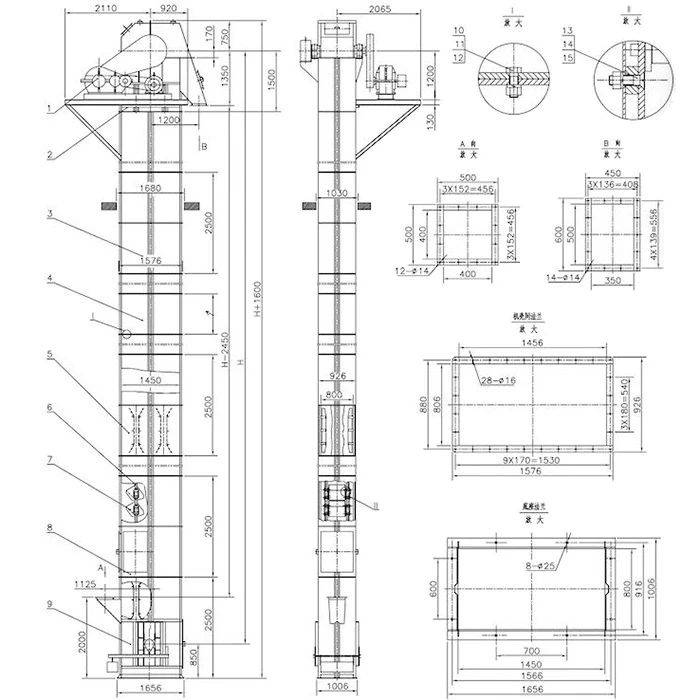 High quality ring chain types of bucket elevator