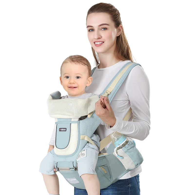 

2021 New Popular Breathable Baby Wrap Carrier Backpack Hiking Sling Infant Travel Hip Seat Ergonomic Baby Carrier, Pink and green