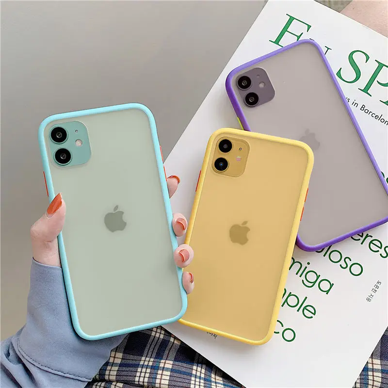 

Hybrid Simple Matte Bumper Phone Case For iPhone 11 Pro Max XR XS Max 6S 8 7 Plus Shockproof Soft TPU Silicone Clear Cover