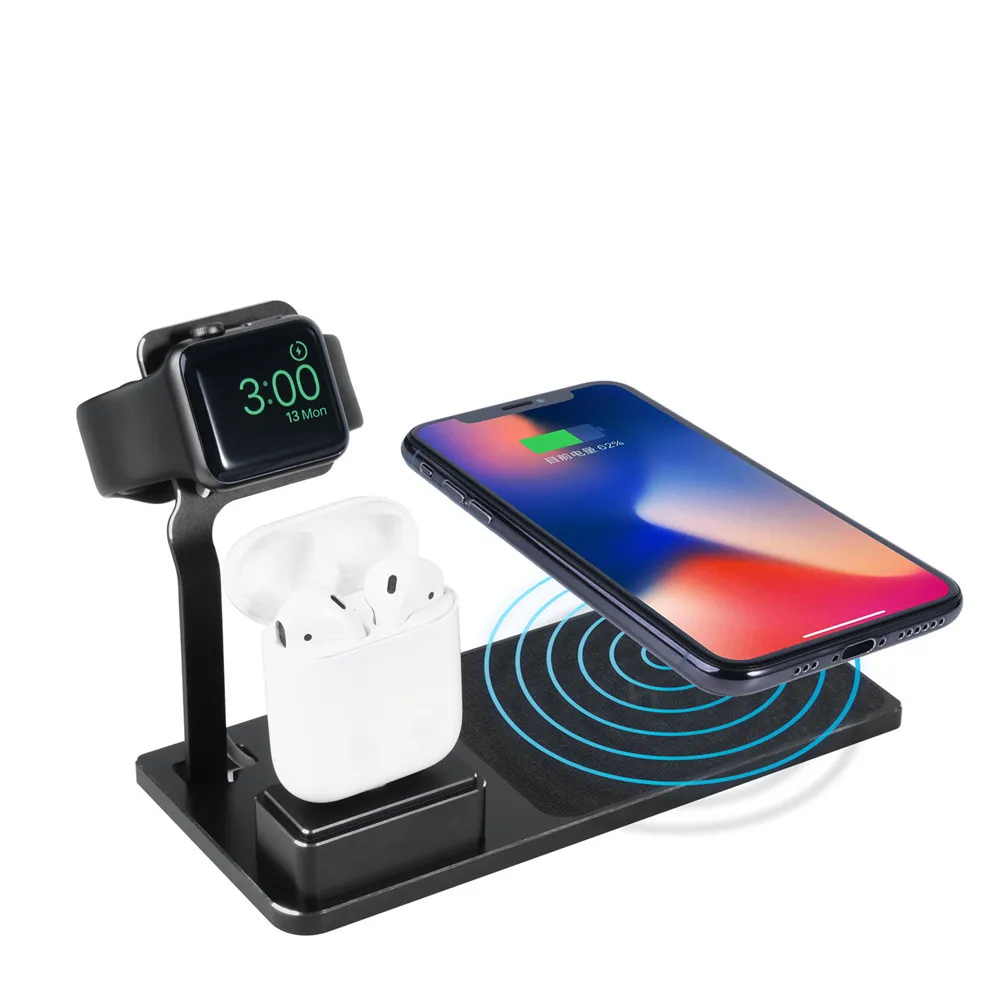 

3 in 1 Universal Portable Fast Charger Mobile Phone Charging Dock Station for Multiple Devices, Black/rose gold