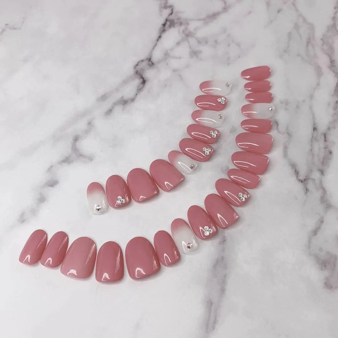 

OEM Custom Self adhesive 3D Nail Art Finger Decoration false nails, Pink