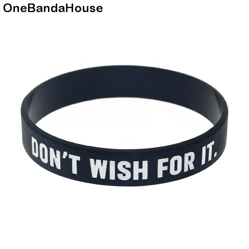 

50PCS Do not wish for it Work for it Silicone Wristband Motivational Bangle for Promotional Gift, Black