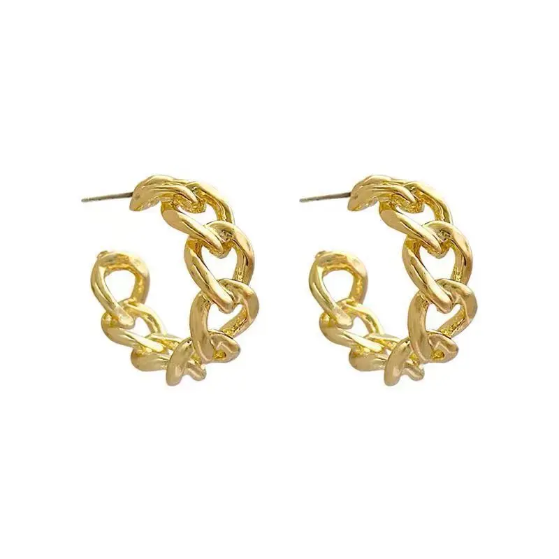 

JUHU 2021 New 925 Silver Needle Gold-plated Ear Ring Tide Cold Wind Earrings Korean Temperament Simple Earrings