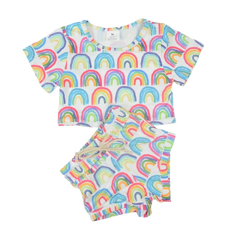 

fashion Children Tow Piece Outfits girls Summer boutique clothing Set School Children Lounge set, Picture
