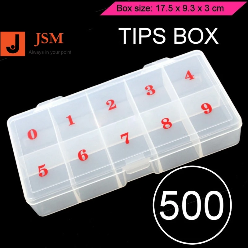 

500tips Empty Plastic Nail Art Tips Storage Box Case NT029