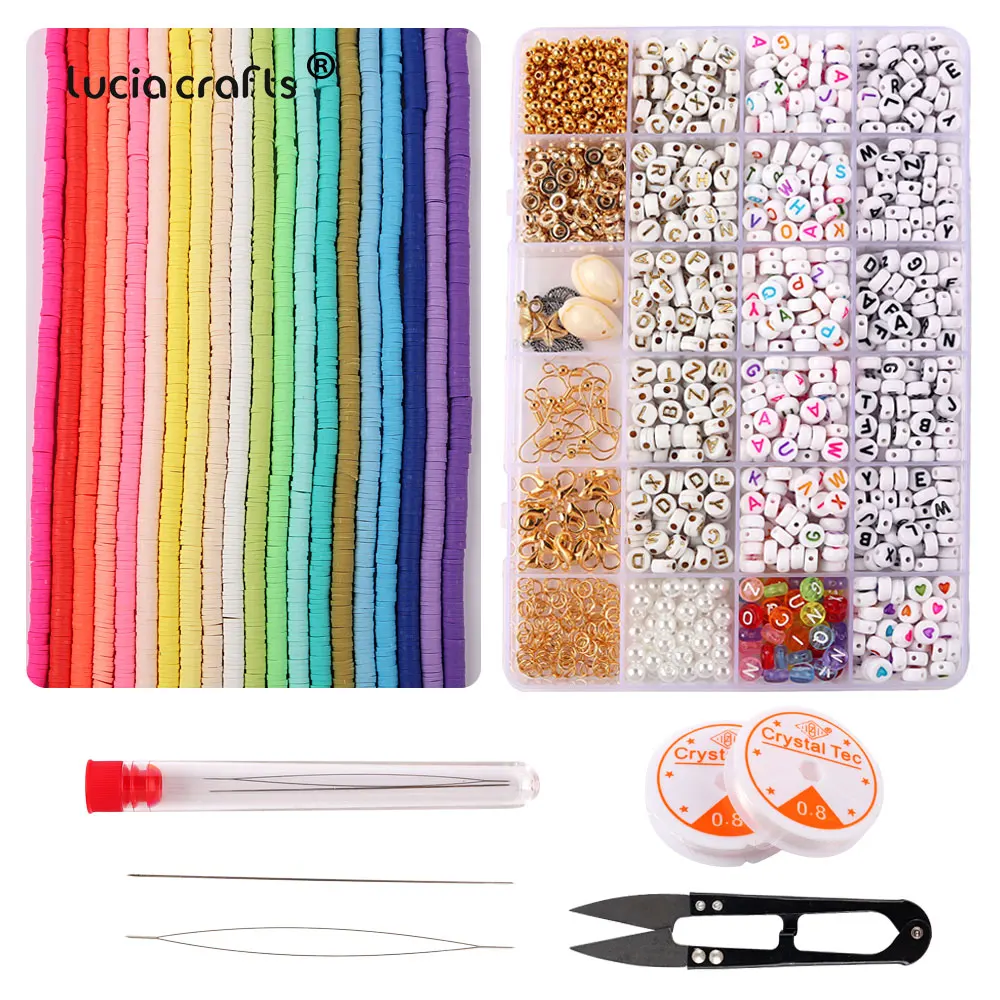 

Pony Letter Bead Charm Polymer Clay Beads Elastic String Bracelet Making Kit