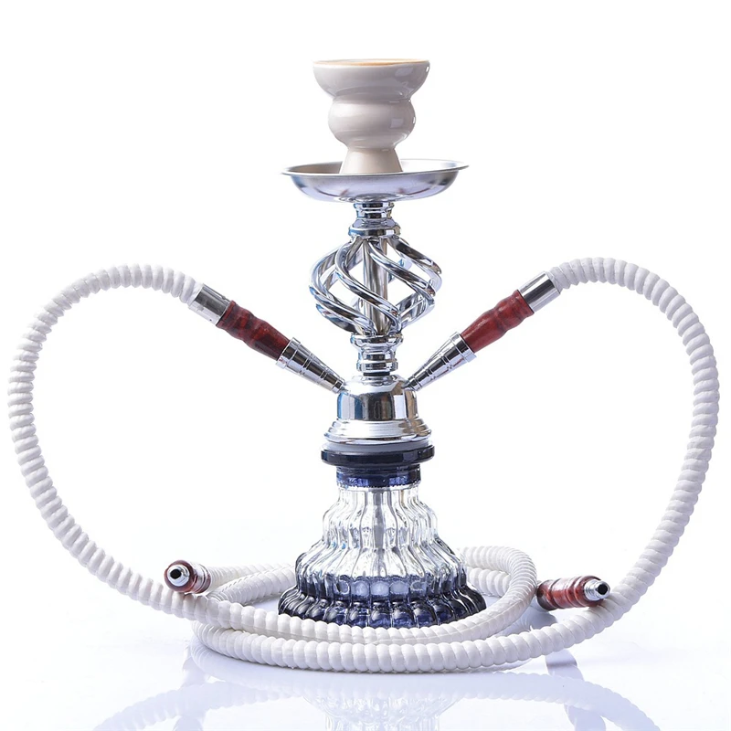 

Zinc Two Hose Smoke Hookah High Quality Arab Style Sliver Smoke Shisha Click Narguile Shisha, Slivery white