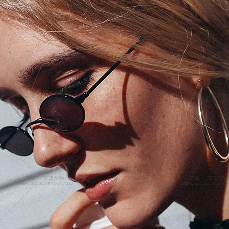 

Vintage Brand Shades Black Red Metal Sun Glasses Retro Small Round Lens Fashion Sunglasses for Women, 6 colors