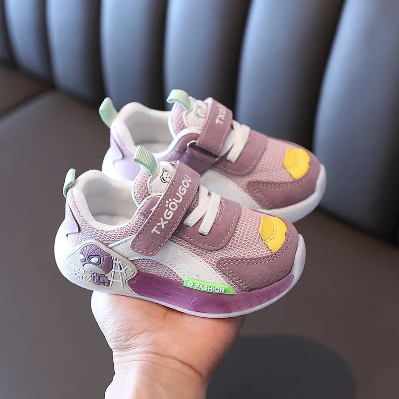 

2022 spring and autumn new children's sports shoes boys and girls net shoes non-slip soft bottom baby toddler shoes wholesale, Blue/purple/grey